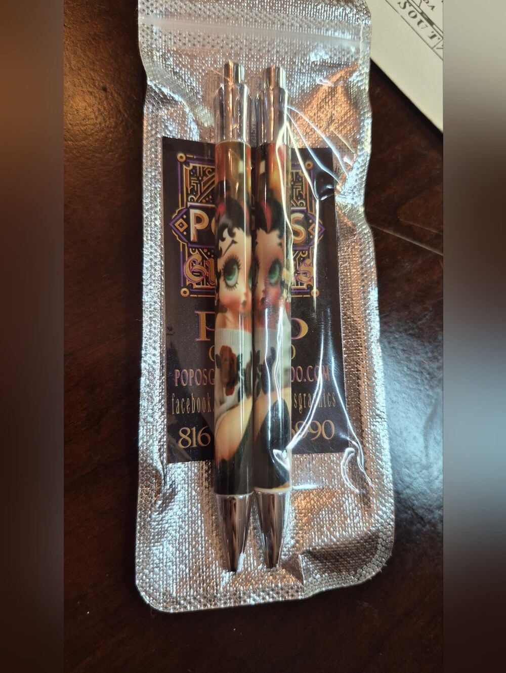 Betty Boop Graphic Ballpoint Pens - Black & Cream Set
